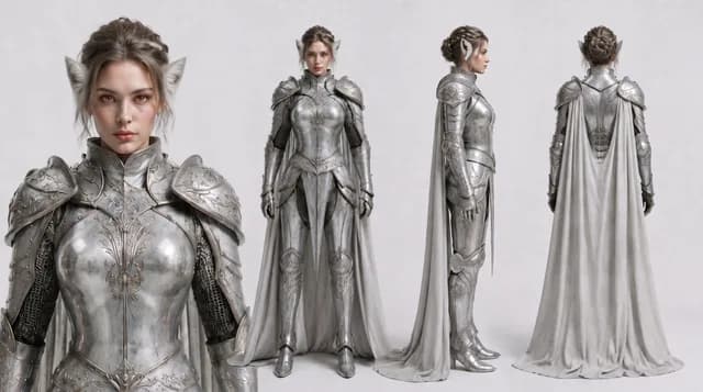 白狮族女性守卫的制服与武装角色设定图