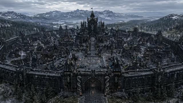蛇族领地建筑与地貌的全景概念图